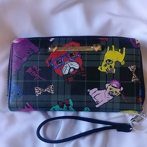 Betsey Johnson Checkbook Wallet Dogs Plaid Kawaii